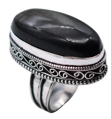 Black Onyx Natural Gemstone Ethnic Antique Design Ring US Size-7.25 R 4394