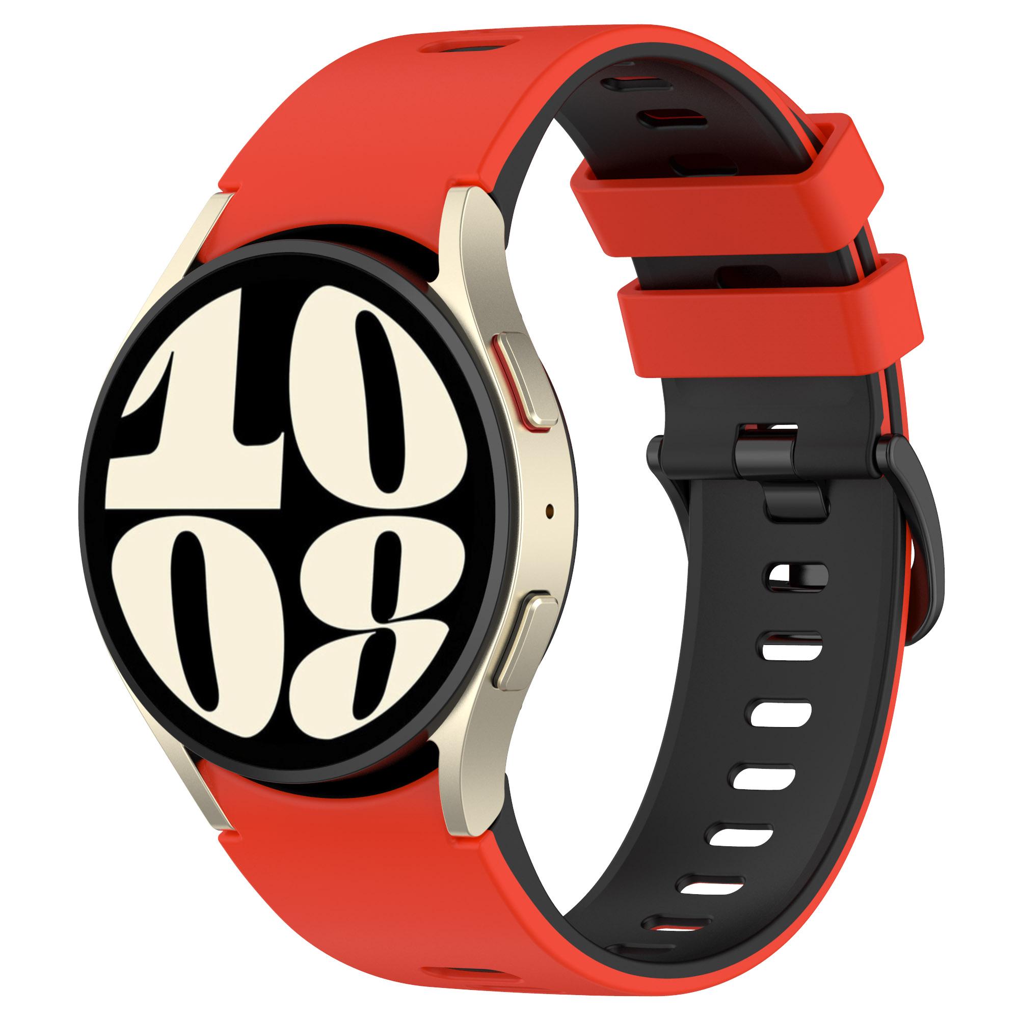 

For Samsung Galaxy Watch FE 40mm/Watch6 40mm 44mm/Watch6 Classic 43mm 47mm Dual-Color Silicone Wrist Strap Black+White