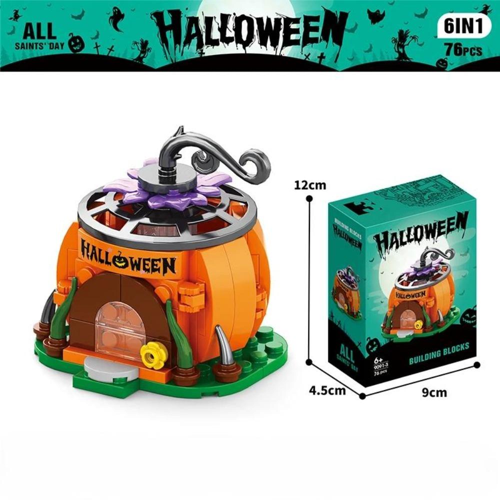 TOYLINX DIY Model Halloween Series Building Block Set Pumpkin House Educational Building Block Toy Children Gifts Decoration