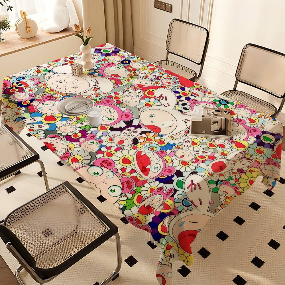 Blumen T-Takashi Kunst M-Murakami Rechteckige Tischdecken Waschbar Party Küche Esszimmer Wohnzimmer Geburtstagsdekoration Tisch