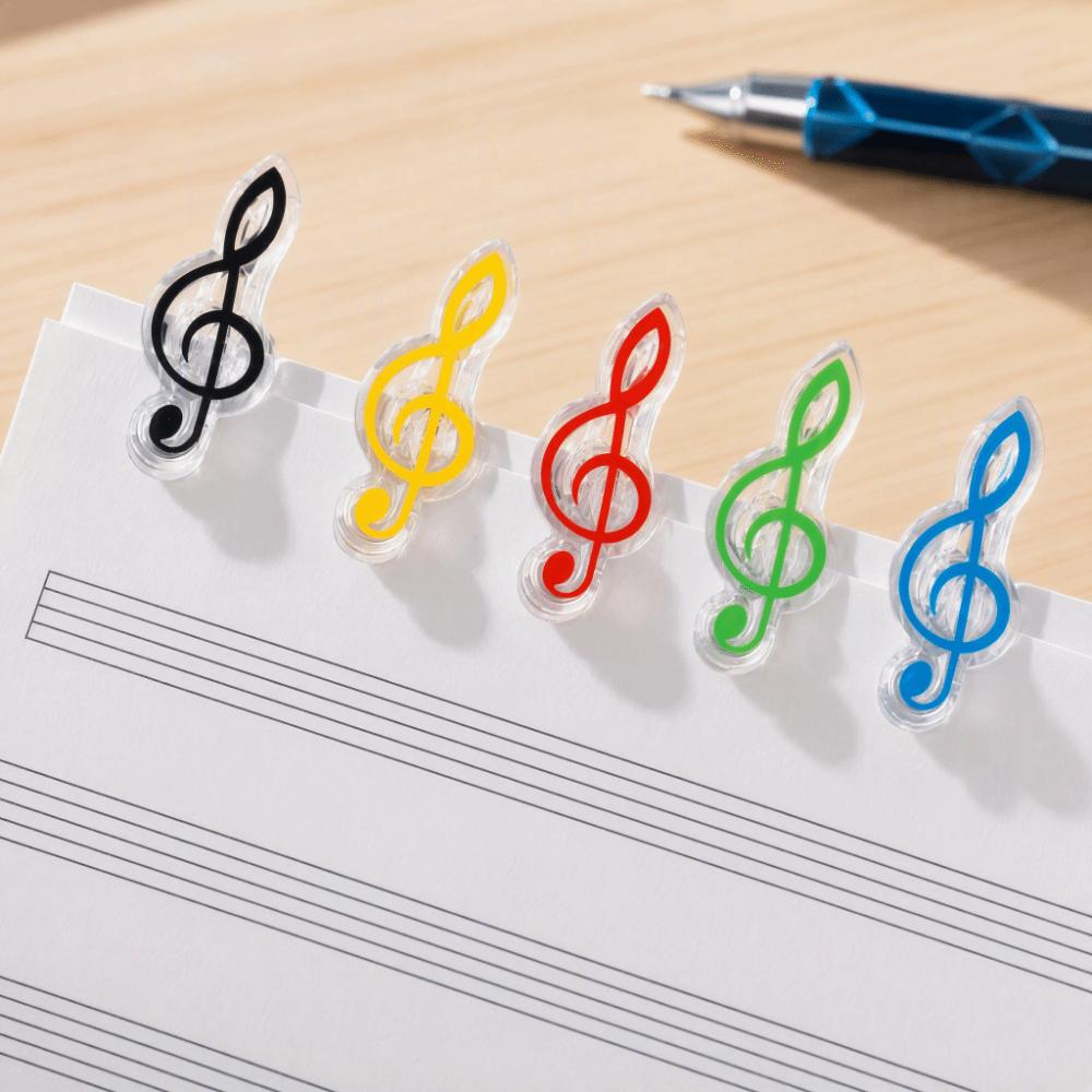 5PCS Mixed Color Piano Book Clips ABS Treble Clef Clips Music Page Clips For Sheet Music Reading