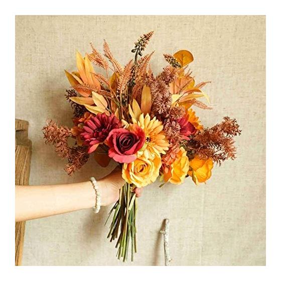 Dried flower bouquet artificial flower bouquet autumn decoration fake flower interior wedding ceremony rose chrysanthemum autumn DIY photography