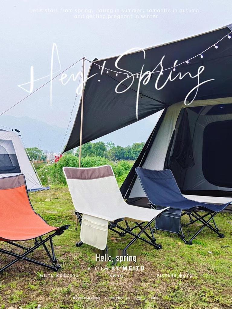 Tragbarer Outdoor-Klappstuhl: Leicht, halb zurücklehnbar für Nickerchen im Büro, Camping und Angeln