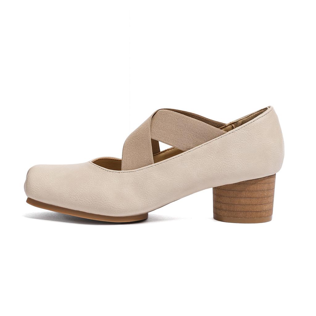 Thick Heel Ballet Shoes Women's Leather Retro Straps Single Shoes 2025 New Shallow Mouth Square Head Fairy Wearing Mary Women's Shoes