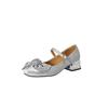 Krazing Pot Sheepskin Stain Summer Size 40 Crystal Med Heels Butterfly-knot Oriental Design Square Toe Elegant Wedding Pumps