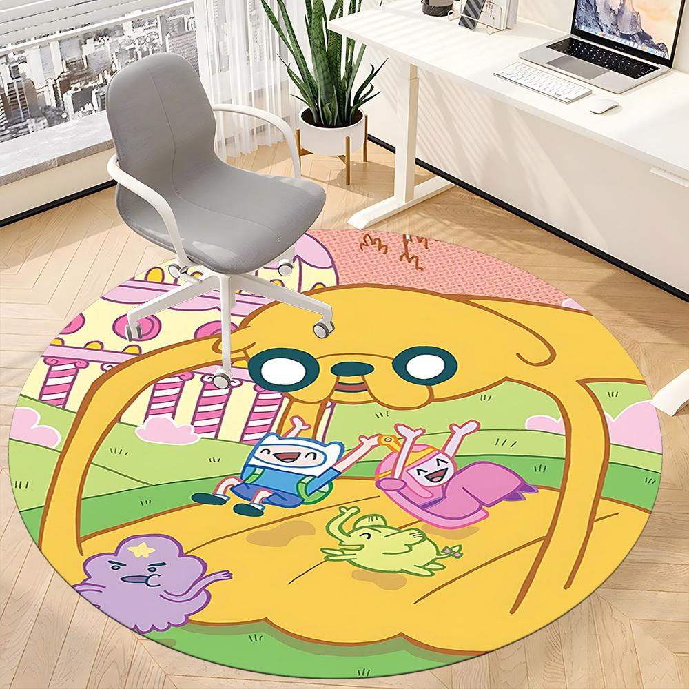 1PC Adventure Time Office Round Area Rug, Indoor Mat Suitable For Office, Under Office Chairs Bedroom Living Room Home Decor DT1212061