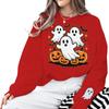 Halloween Cute Ghosts Pumpkin Print Sweatshirt Women Men Crew Neck Long Sleeve Pullover Cartoon Halloween Sweatshirts