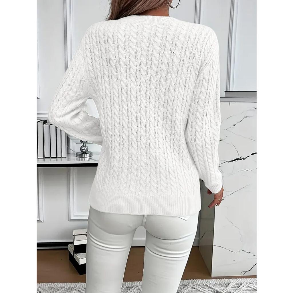 Elegante Damen-Pullover in Unifarben mit Rundhalsausschnitt - Weich, Langlebig, Vielseitig, Sowohl für Freizeit- als auch für formelle Kleidung, Bequem und Figurbetont, Modischer Pullover