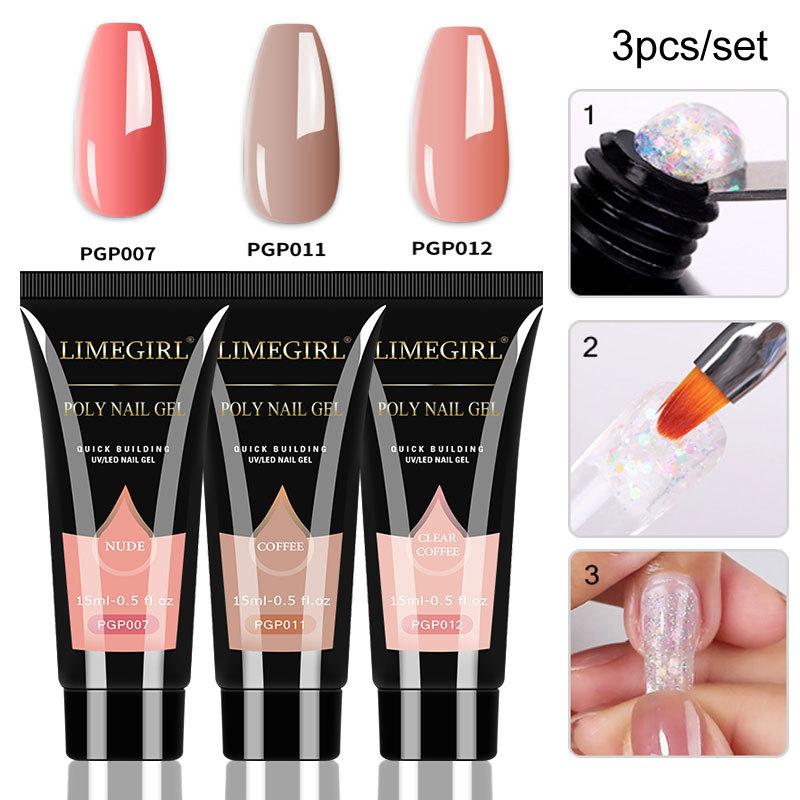LIMEGIRL 6 Colors Gel Polish Set Shimmer Purple Mint Nude Nail Art Kit Low Odor Quick Dry Long Lasting