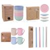 Eco-Friendly Wheat Straw Tableware Set: Portable Fork, Spoon, Chopsticks (3-Piece) + Cup, Bowl, Plate (6-Piece) - Ideal Promotional Gift