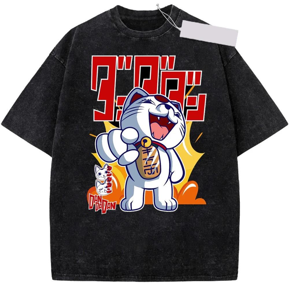 Japan Funny Anime Dandadan Okarun Ken Takakura Grarphic Print Tshirt Men Women Cotton Summer Retro Washed Casual Oversized Tops