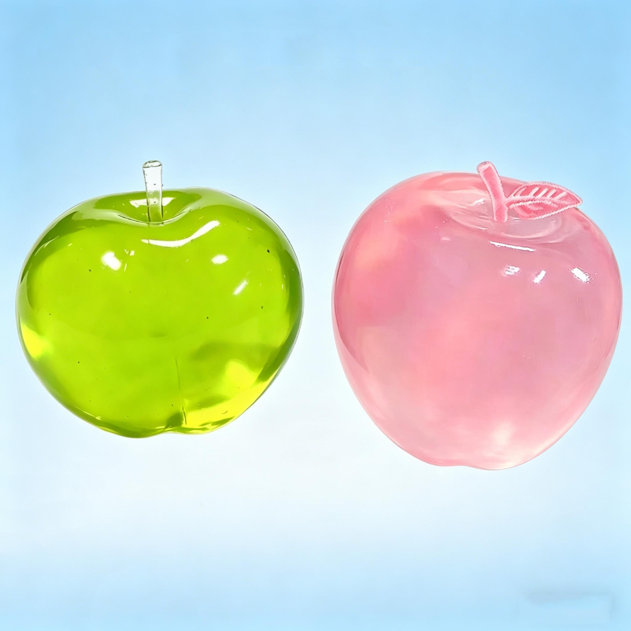Op voorraad Apple Maltose Squishy Speelgoed, Groen & Roze Dubbele Kleur, Transparant Langzaam Terugverend Fidget Stressverlichtend Speelgoed