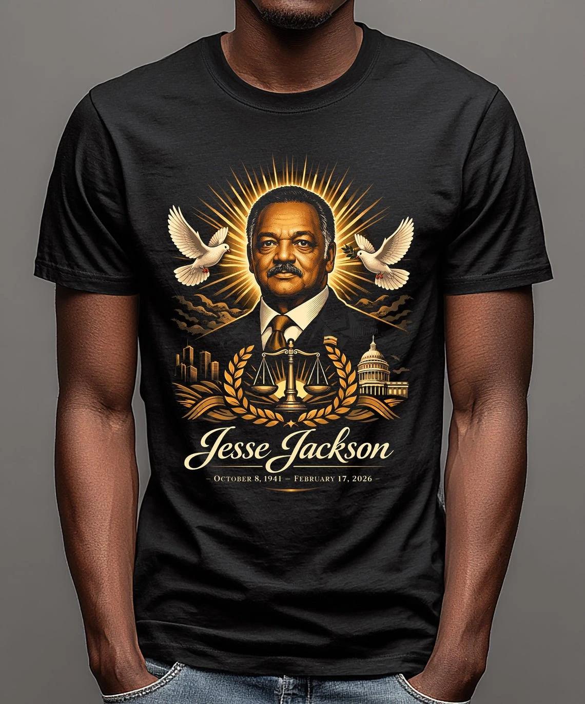 

Jesse Jackson 1941–2026 Tribute Memorial 100% Cotton T-shirt Mens Tees Top XL