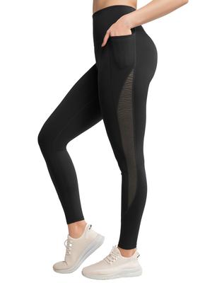 Yvette Yoga Pants with Cropped Sports Black Women's High-Waisted Pockets, Coverage, Compression, Length, Lace, Yoga, Running, Gym, Tights, Leggings,