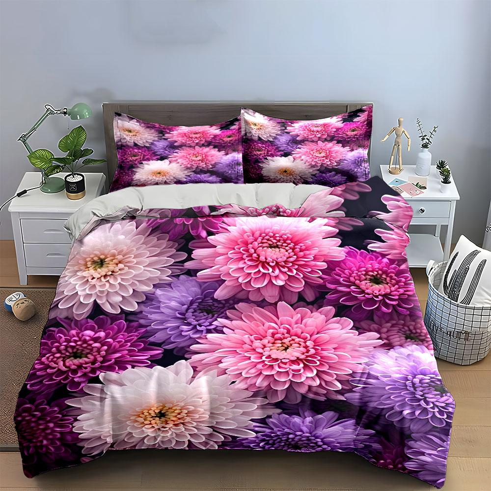 Floral Three-Piece Set Decoration Soft Comfortable Duvet Cover Bedding Set Included 1*Duvet Cover & 2*Pillowcases, Gift