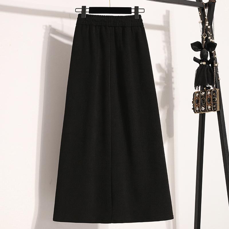 Dimanaf 2024 Autumn Winter Plus Size Long Women Skirts Solid A-Line Oversize Lady Elegant High Waist New Skirts
