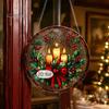 Holiday Hanging Art for Windows Christmas Acrylic Window Decor, 2D Holographic Stained Glass Double Sided Festive Ornament with Metal Chain,