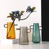Glass Flower Vase Handle Pitcher Colored Transparent Flower Pot Flower Arrangement Hydroponics Terrarium Vases Pots Flowerpot