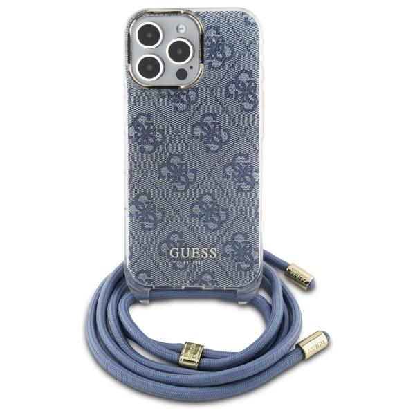 Guess Guhcp16Lhc4Seb Iphone 16 Pro 6.3 Niebieski/Blue Hardcase Crossbody Cord 4G Print
