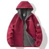 Mens Fleece Jacket Winter Warm Thick Double Layer Hooded Casual Outdoor Coat Plus Size