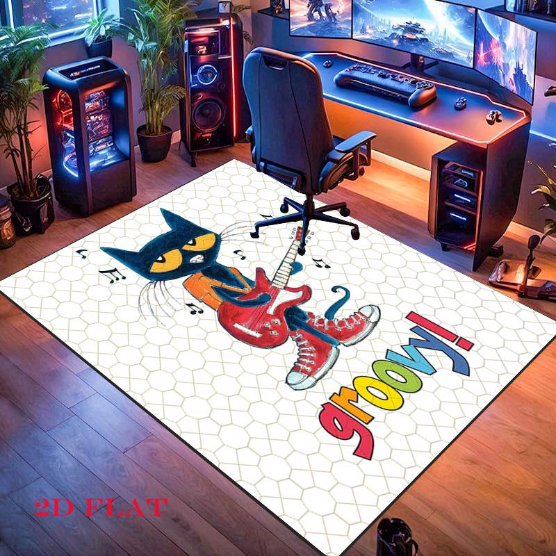 Pete Cat Magic Carpet Rug for Living Room Bedroom Home Sofa Decoration,Kids play Nonslip Floor Mat