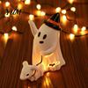 Hollow Bat Ornament Cute Ghost Walking Dog Statue, Halloween Indoor Resin Figurine for Tabletop Mantel Shelf Home Party Decoration Unique Souvenir