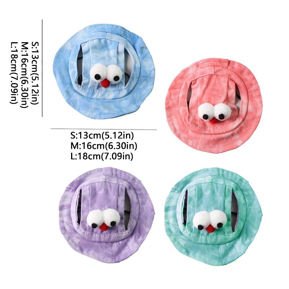 Colorful Adjustable Cat Bucket Hat Round Brim with Ear Holes Pet Sun Hat Breathable Dog Caps for Small Dogs Cats