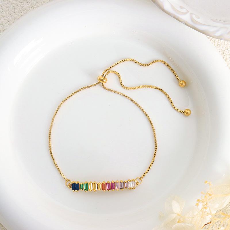 Colorful Retro Baroque Zircon Anklet, Titanium Steel, 18K Gold, Non-Fading Hip Hop Jewelry for Women