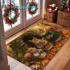 1pc, 2D Flat Printing, Autumn Squirrel Pattern Door Mat for Home, Living Room Entrance Rug, Non-Slip And Machine Washable Polyester Carpet, Suitable F