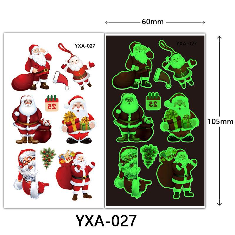 Christmas Luminous Tattoo Sticker Glowing Waterproof Sweat Cute Cartoon Holiday Party Temporary Sticker