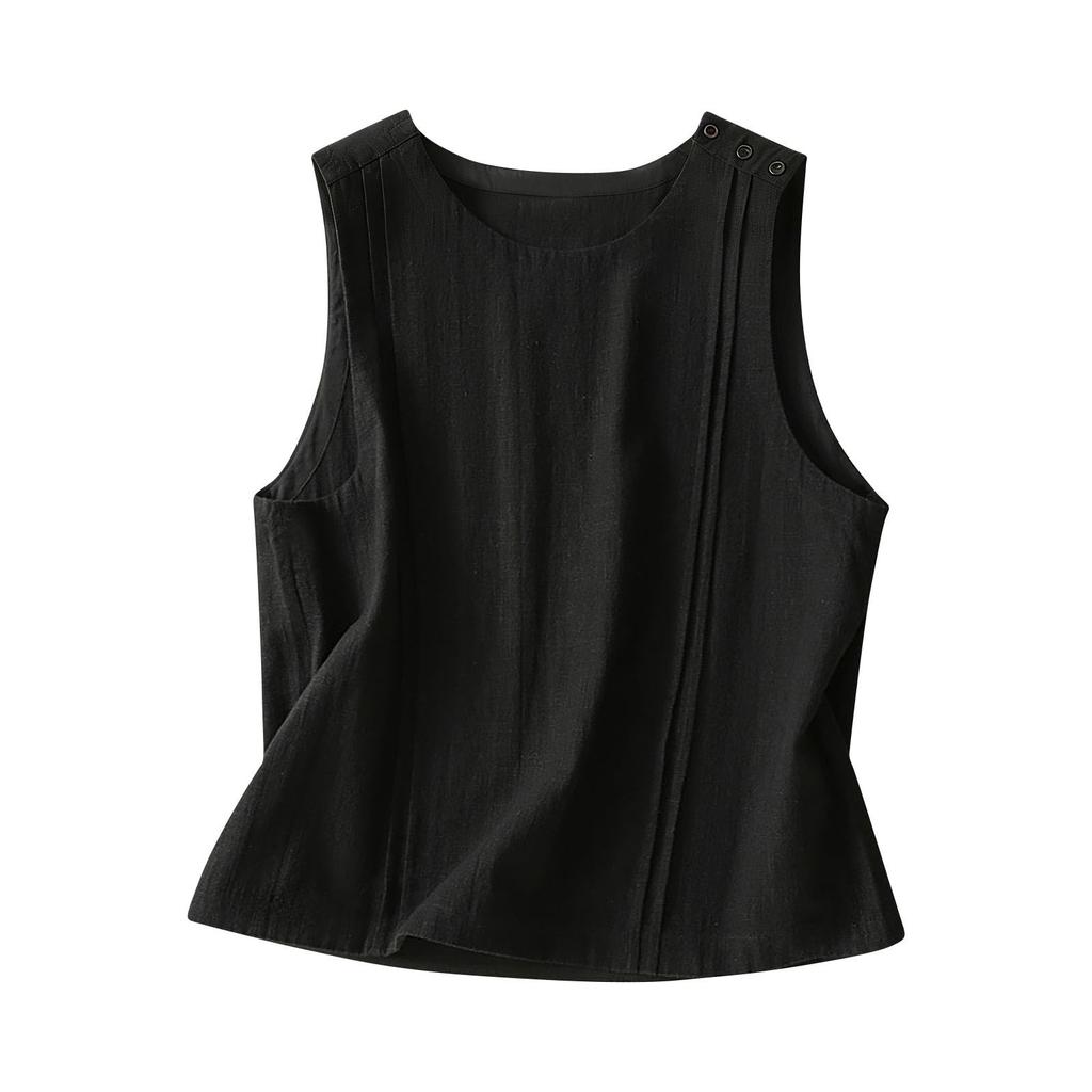 Women's Loose-Fit Sleeveless Linen Casual Shirt Top