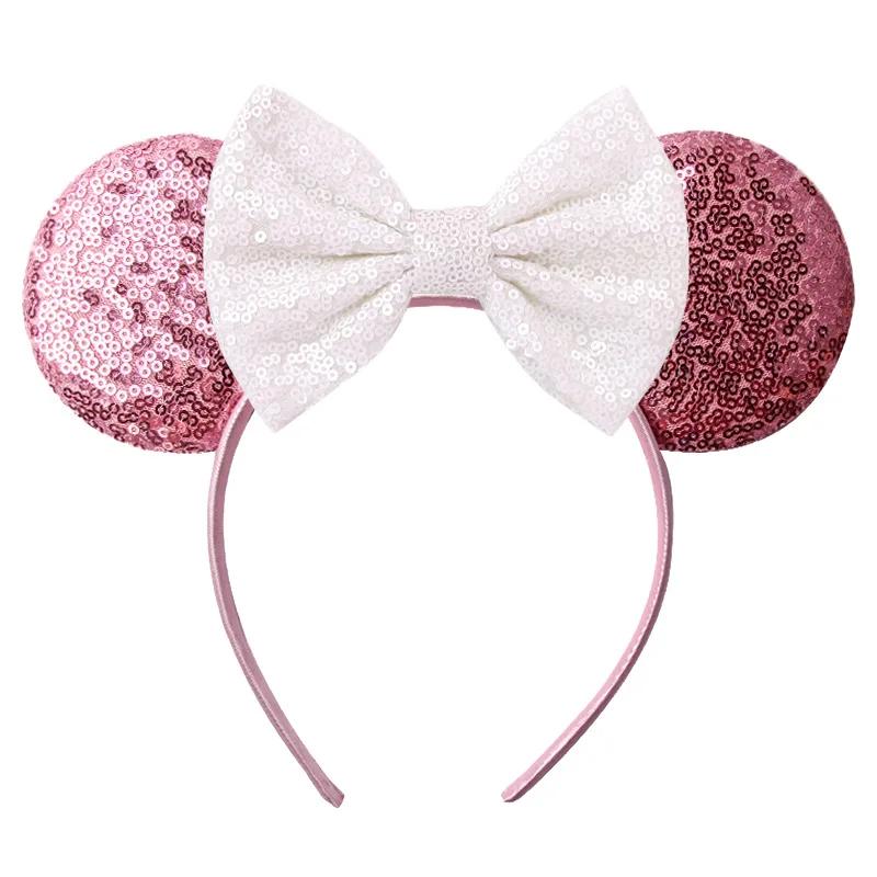 9.5 CM New Cute Glitter Crown Hairband Sequins Bows Mouse Ears Headband Kids Festival Party Cosplay Headband