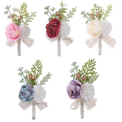 Bride Bridesmaid Brooch Wrist Flower Artificial Rose Brooch Opening Ceremony Sister Lapel