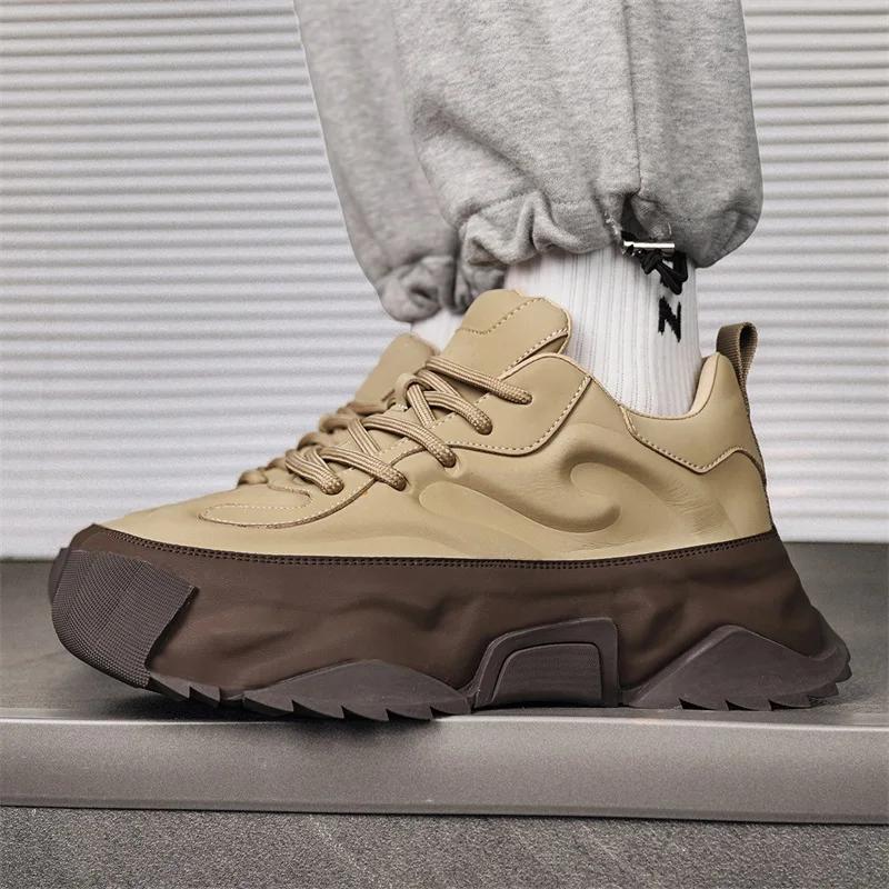 Pantofi de sport gros, mărime mare 45 46, bărbați, pantofi sport de designer, modă, ocazional, piele, respirabil, pantofi cu platformă plată.