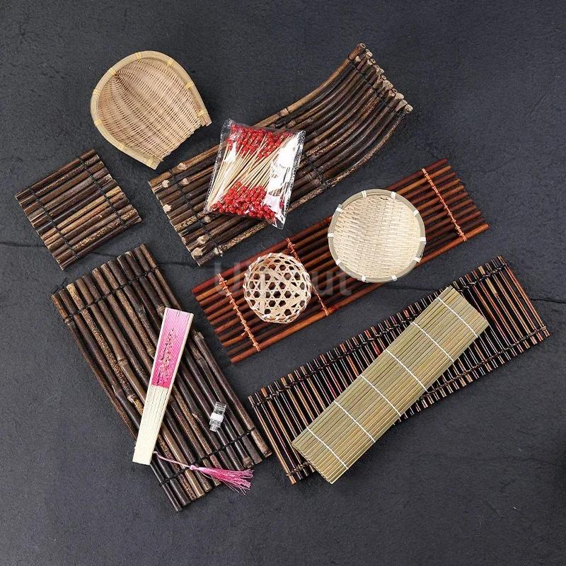 Sushi bamboo chops Barbecue dish decoration Platter ornaments Seafood posture flowers and plants Japanese sashimi decorations-A