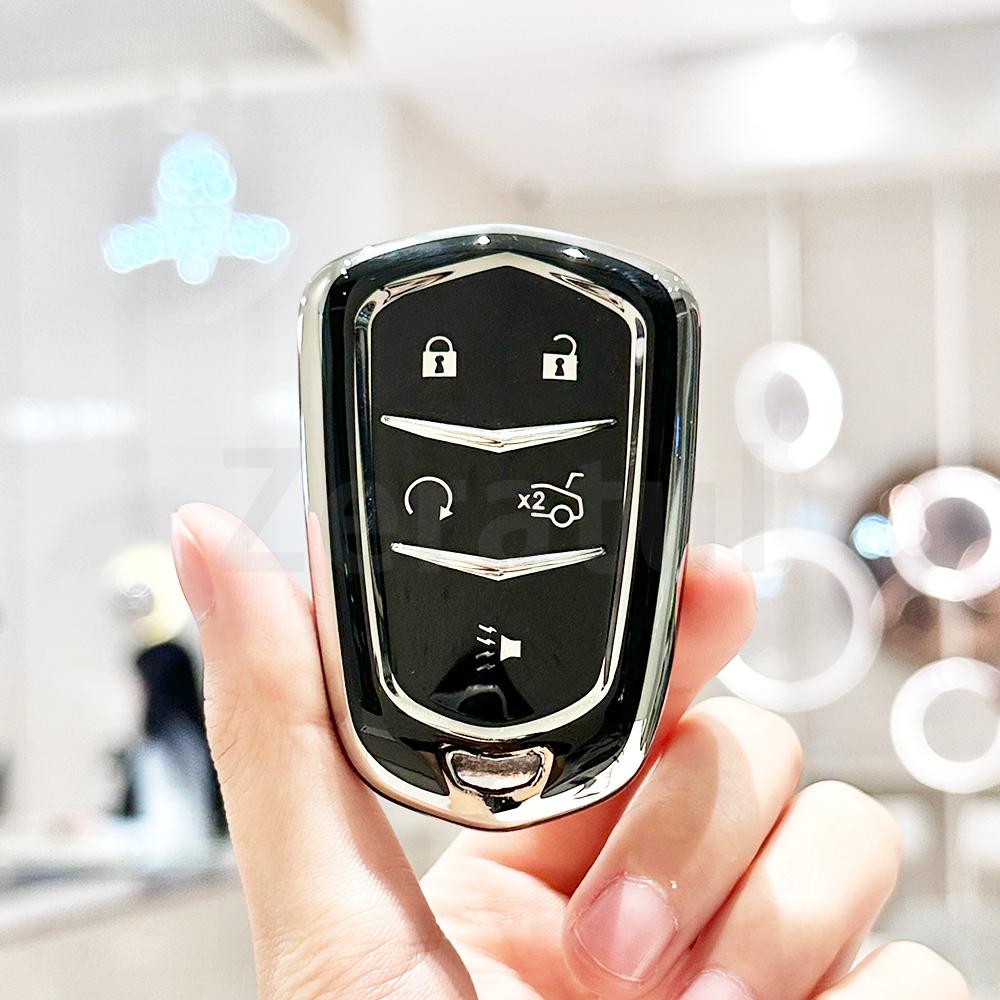Tpu Silver Edge Car Key Cover Case For Cadillac Escalade Esv Xt5 Xt4 Xt6 Ct5 Ct6 Ct4 Xts Auto Shell Fob Holder Accessories