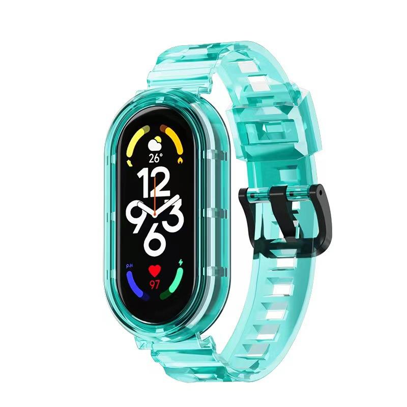 Custodia trasparente in TPU+laccetto per Xiaomi Mi Band 10 9 8 Morbido Sportivo Anti-sudore cinturino braccialetto Accessori Xiaomi smart band 9 8 10