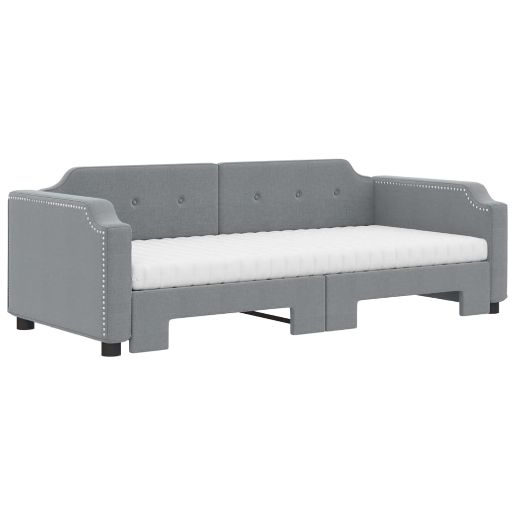 Vidaxl Sofa Rozsuwana Z Materacami, Jasnoszara, 90X190 Cm, Tkanina