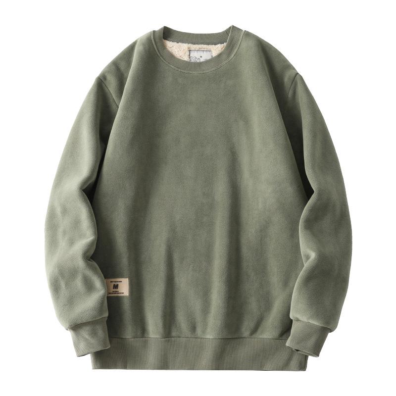 

Высококачественные мужские и женские свободные осенне-зимние топы из бархата с длинным рукавом, блузки, футболки, майки для мужчин, пуловеры из овечьей шерсти, толстовки XL зелёный