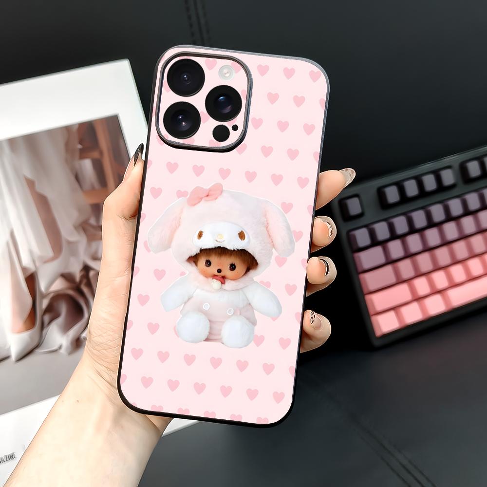 Cute Japanese Character M-Monchhichi Phone Case For iPhone17 16 15 ProMax Satin Glossy Great Gift Flimsy Phone Case iphone12pro