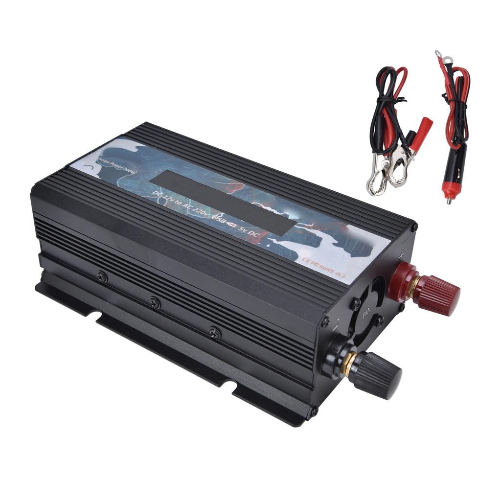 300W Smart Power Converter with Display Aluminium Alloy DC12V To AC220V Power Inverters