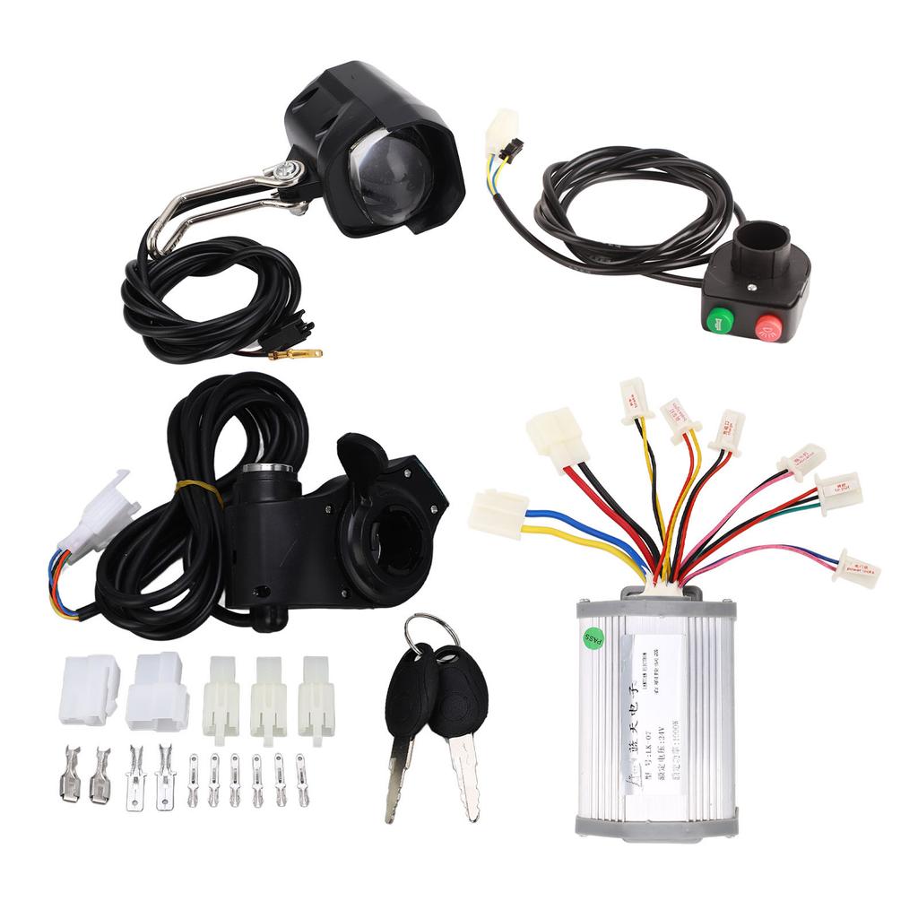Electric Bicycle Conversion Kit 24V 1000W Brushed Controller Thumb Throttle Switch and Headlamp Kit