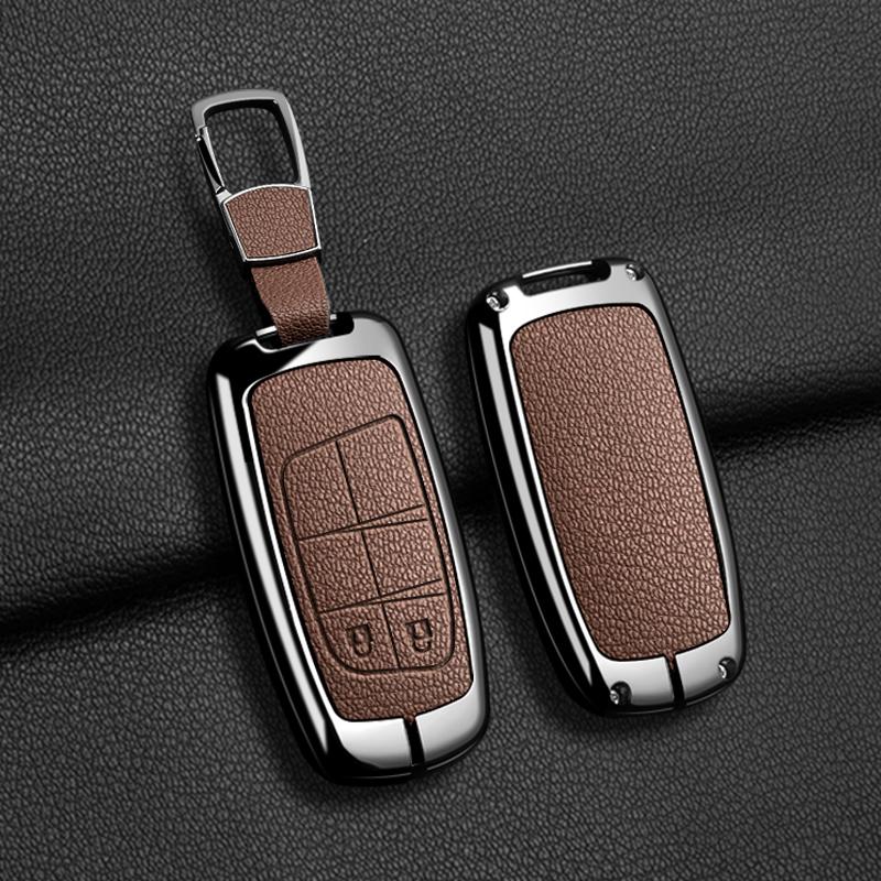 Zinc Alloy Leather Car Key Case For Jeep Compass Grand Cherokee Wrangler Compass Chrysler 300C Key Holder Car Key Cover Case