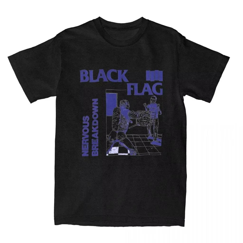 Black Flag Nervous Breakdown T Shirt Beach Rock Music Band Y2K Funny T Shirts Cotton Tshirt for Men Short Sleeves Top