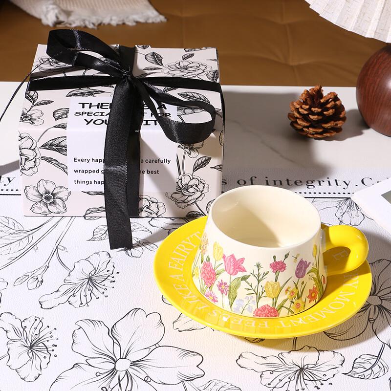 French Ceramic Coffee Cup & Saucer Set