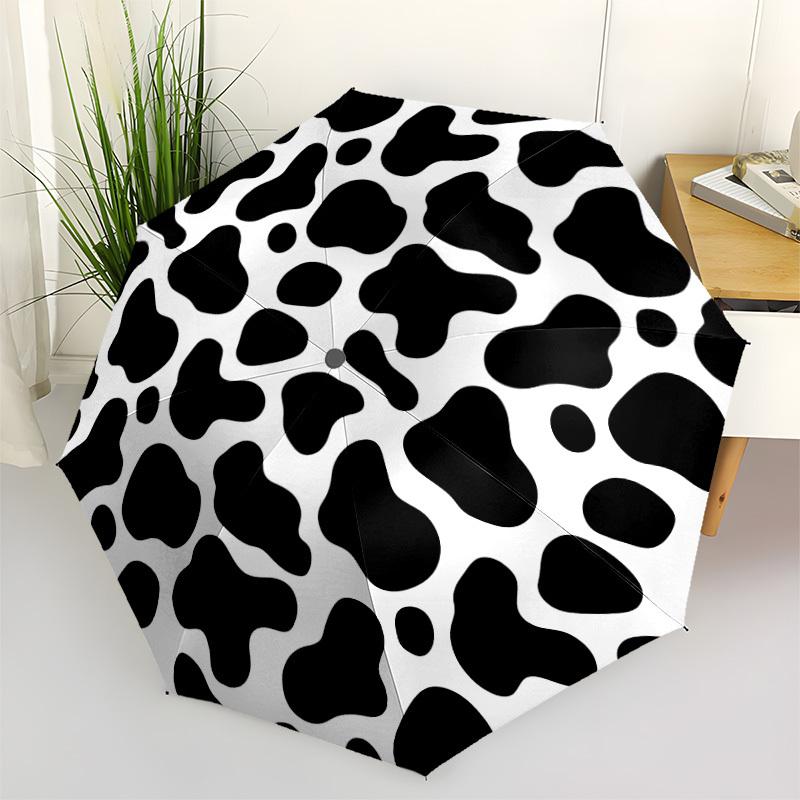 1pc Cow Print Automatic Folding Umbrella - 8-Rib Compact Travel Umbrella Durable & Portable for Outdoor Use, Perfect Gift120
