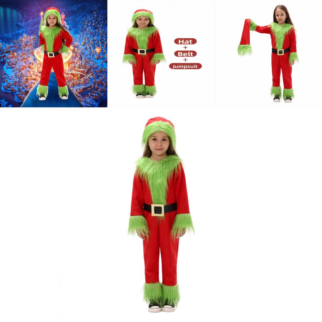 Grinch Weihnachtskostüm Für Kinder Mit Weichem Polyesterstoff Für Feiertagsaufführungen Perfekt