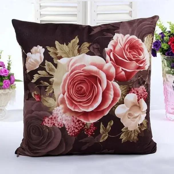 Home Decor Printing Dyeing Peony Sofa Bed Pillow Case Cushion Cover