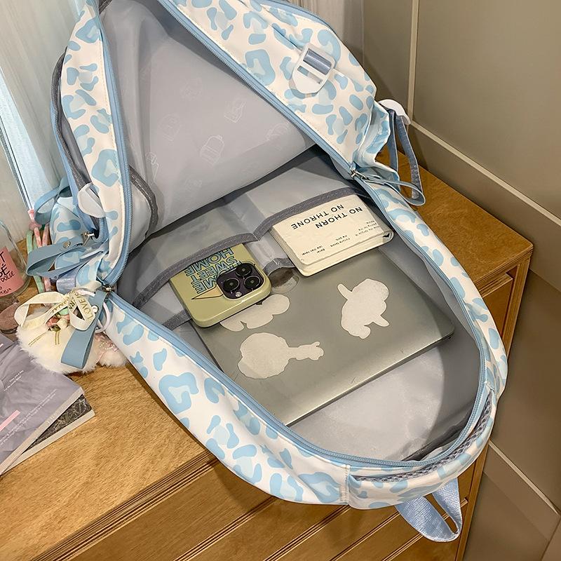 High school college student schoolbag women's fashion new fashion leopard print large capacity backpack trend versatile travel backpack