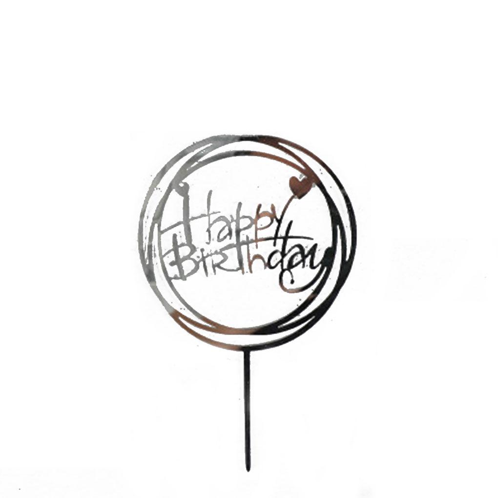 Acrylic Baby Shower Birthday Party Round Love Cake Topper Cupcake Dessert Happy Birthday Decoration